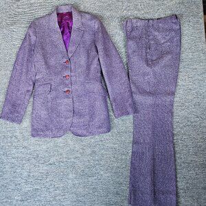 Vintage Lasso Ranch Wear Embroidered Purple Pant Suit Womens Tailored BEAUTIFUL